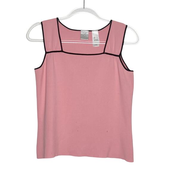 EMMA JAMES Square Neck Tank Top Blouse Sleeveless Ribbed Knit Pink Size Large - Picture 1 of 8